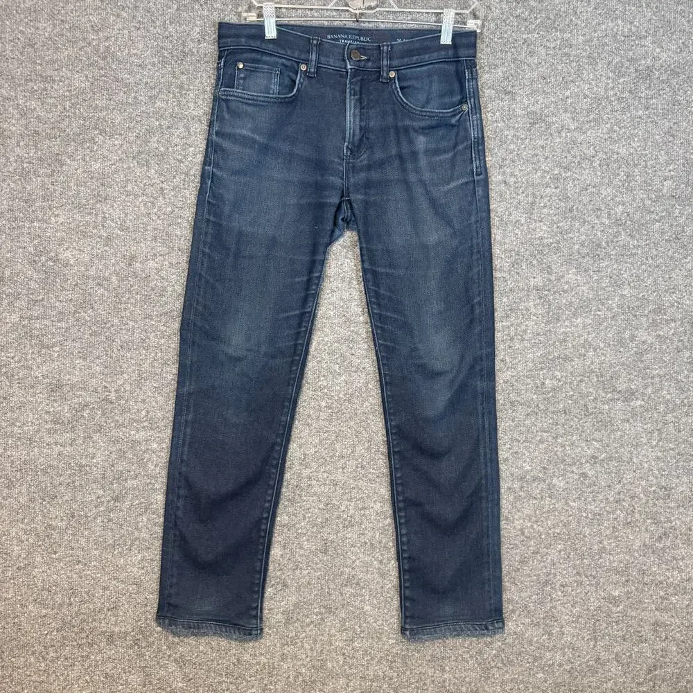Banana Republic Jeans Mens 29x32 Blue Traveler Slim Fit Straight‎ Stretch Casual